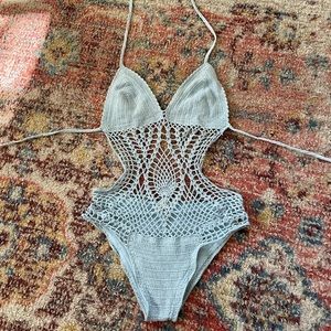 Vintage crochet one piece bathing suit